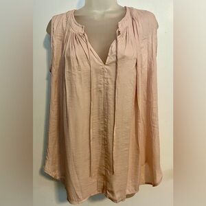 LOFT Ballet Pink Sleeveless Blouse tie neck, pleats size small NWT